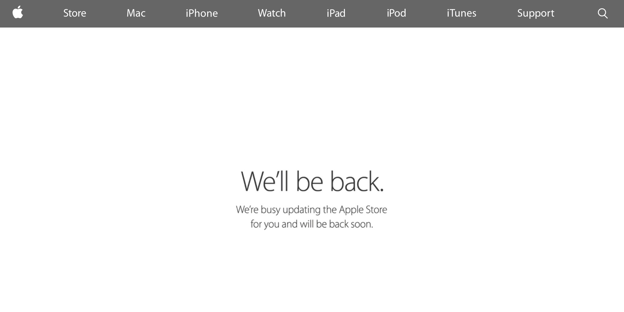 Apple says online store will 'be updated' overnight as new products