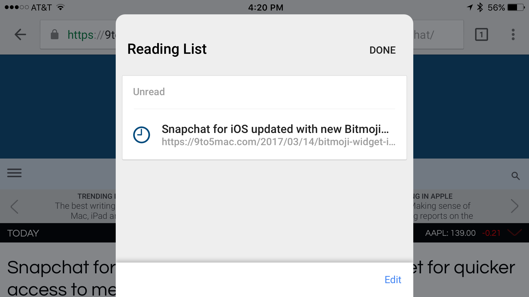 chrome for mac doesn’t actually support the new reading list at all)