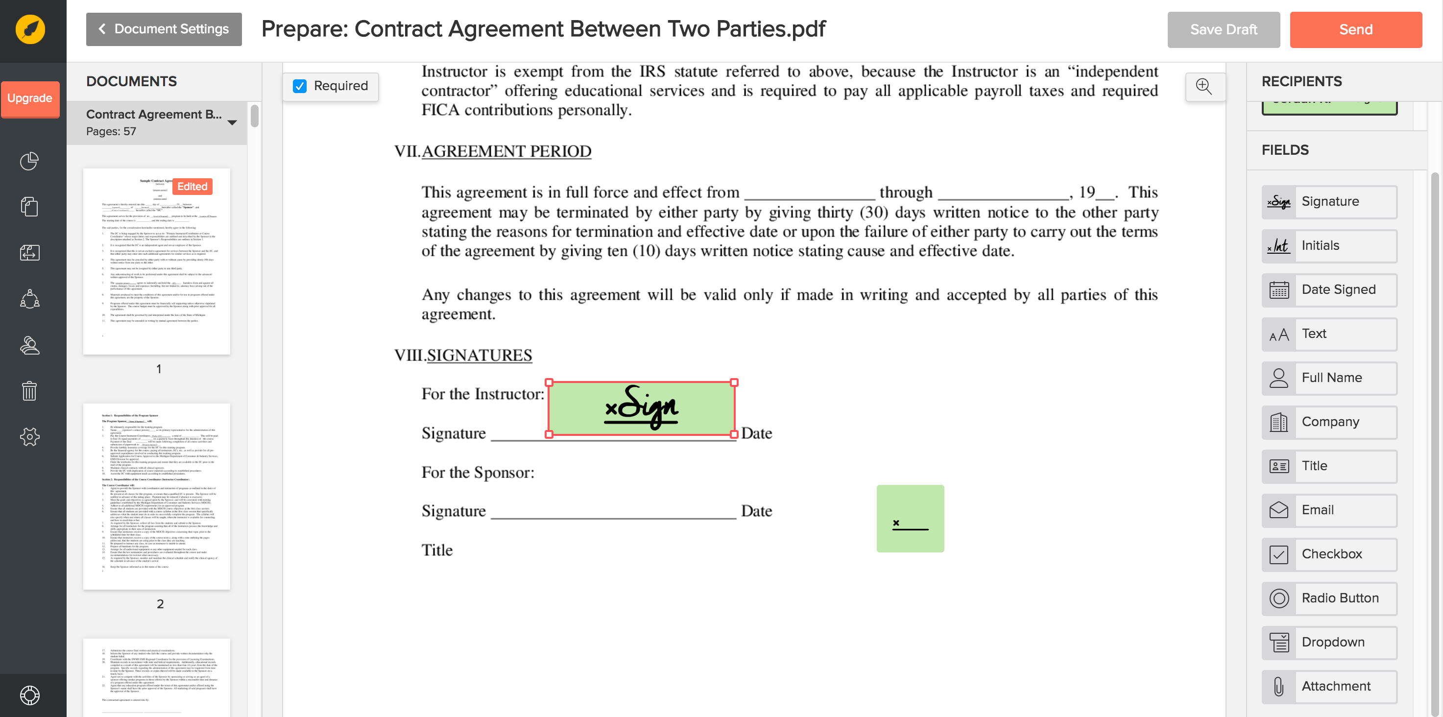 Eversign makes legally binding digital signatures online and inperson