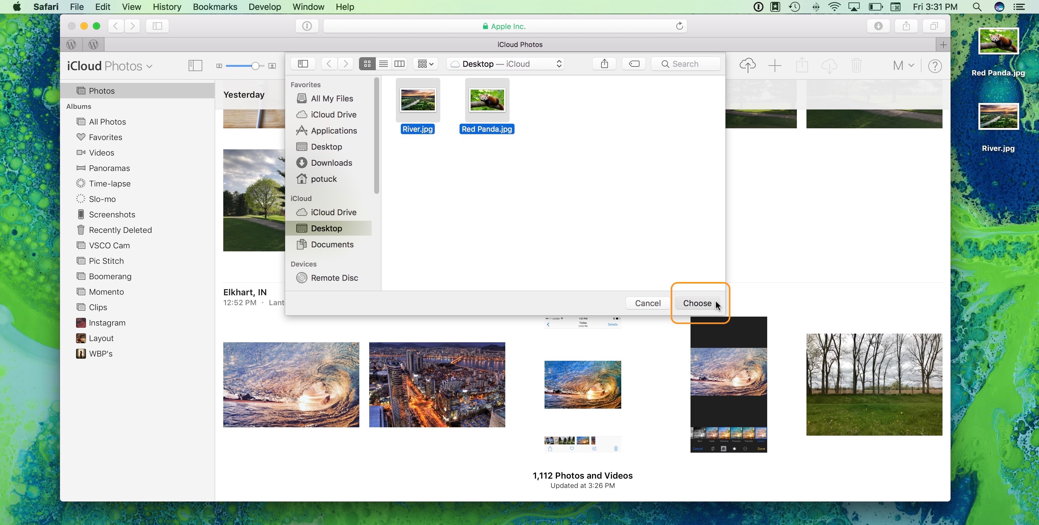 Image showing how to upload photos to iCloud Photo Library from iCloud.com