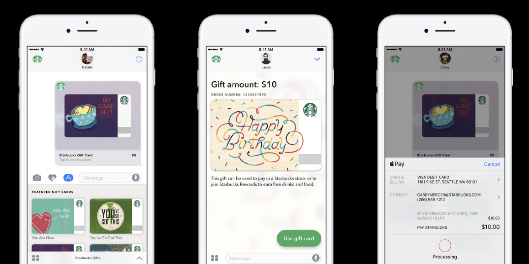 starbucks imessage apple pay gifts