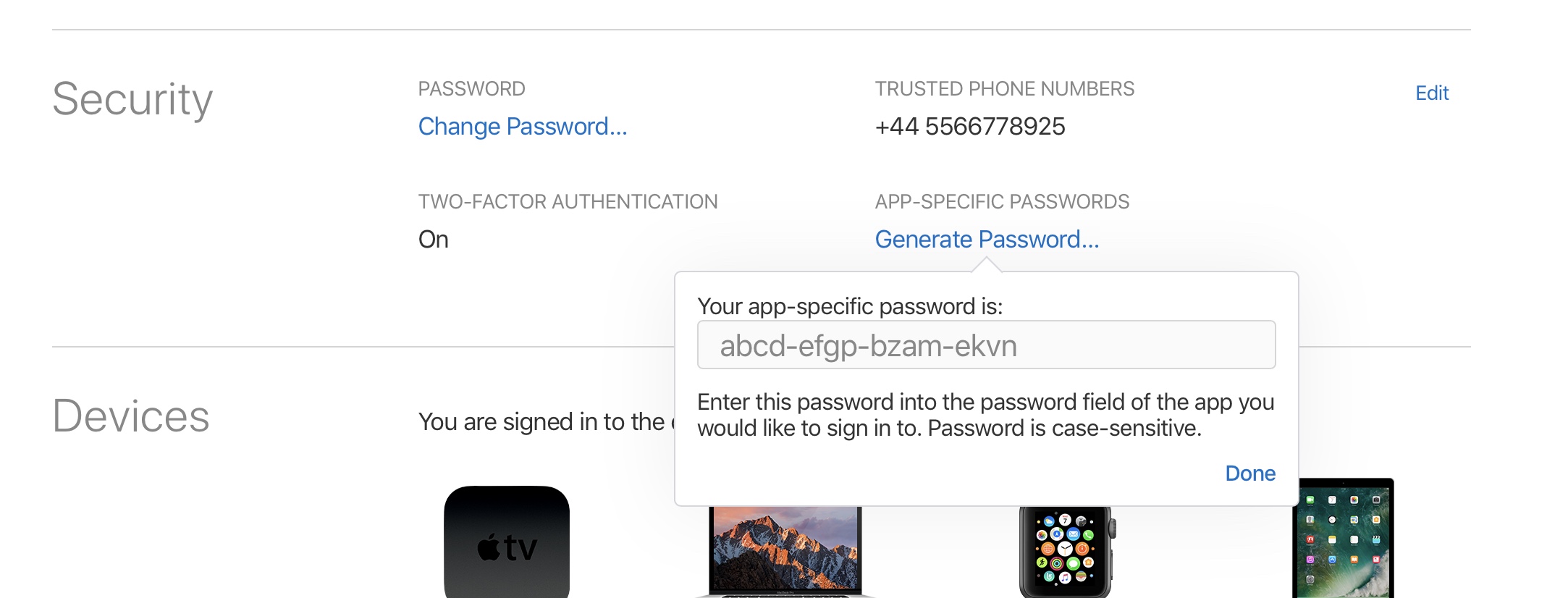 app specific password for busycontacts