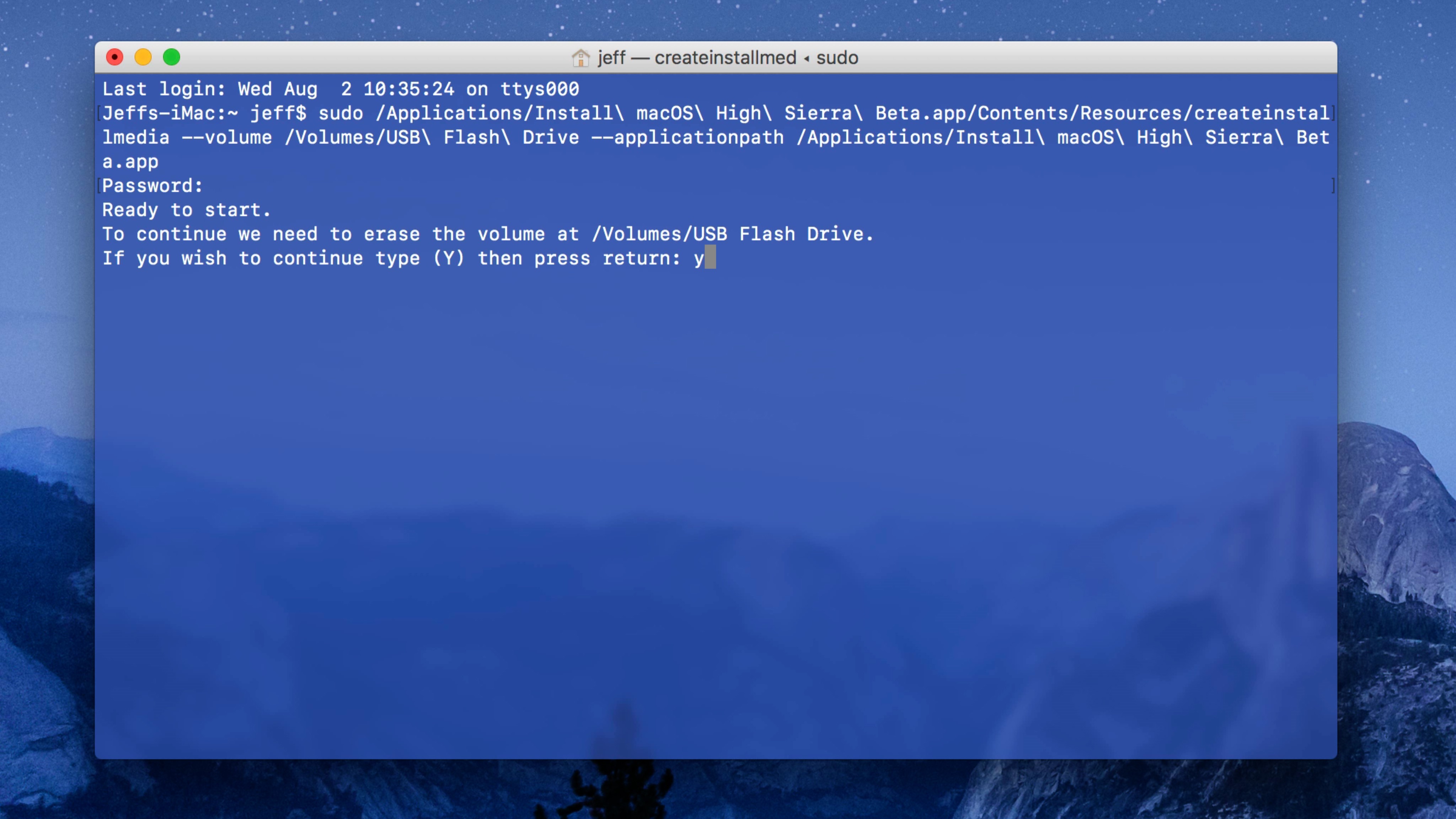 create a bootable installer for mac os high sierra