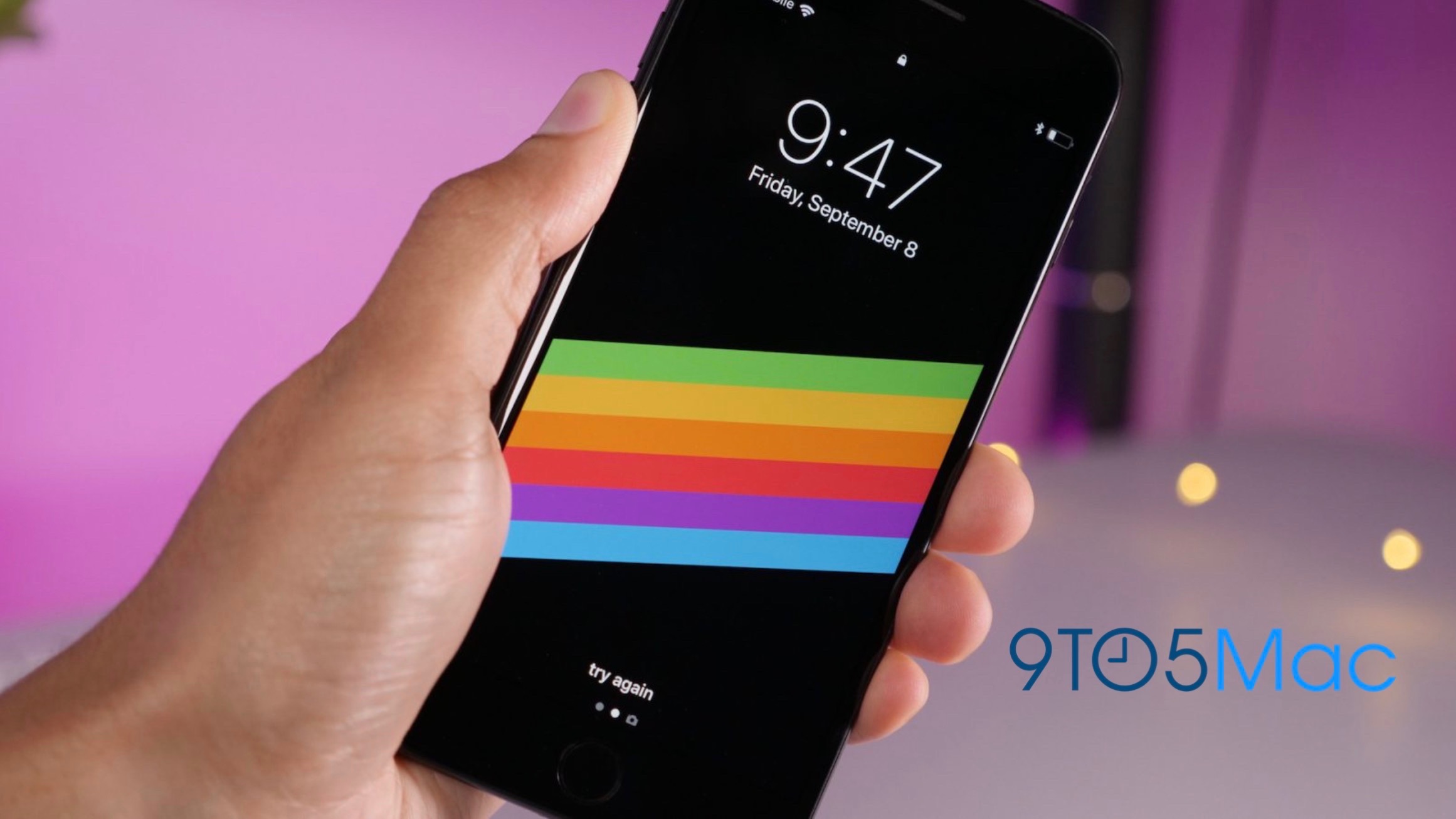 Download Rainbow Light In Black Apple Iphone Wallpaper | Wallpapers.com