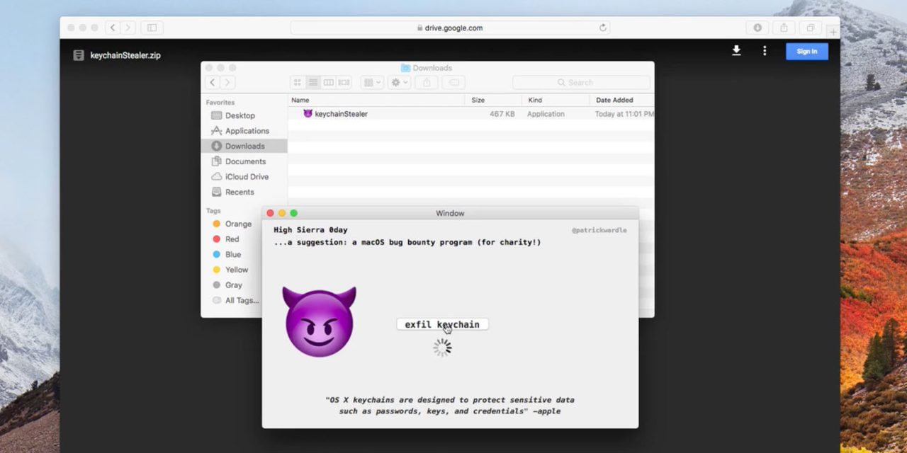 Major macOS (incl. High Sierra) Keychain password extraction