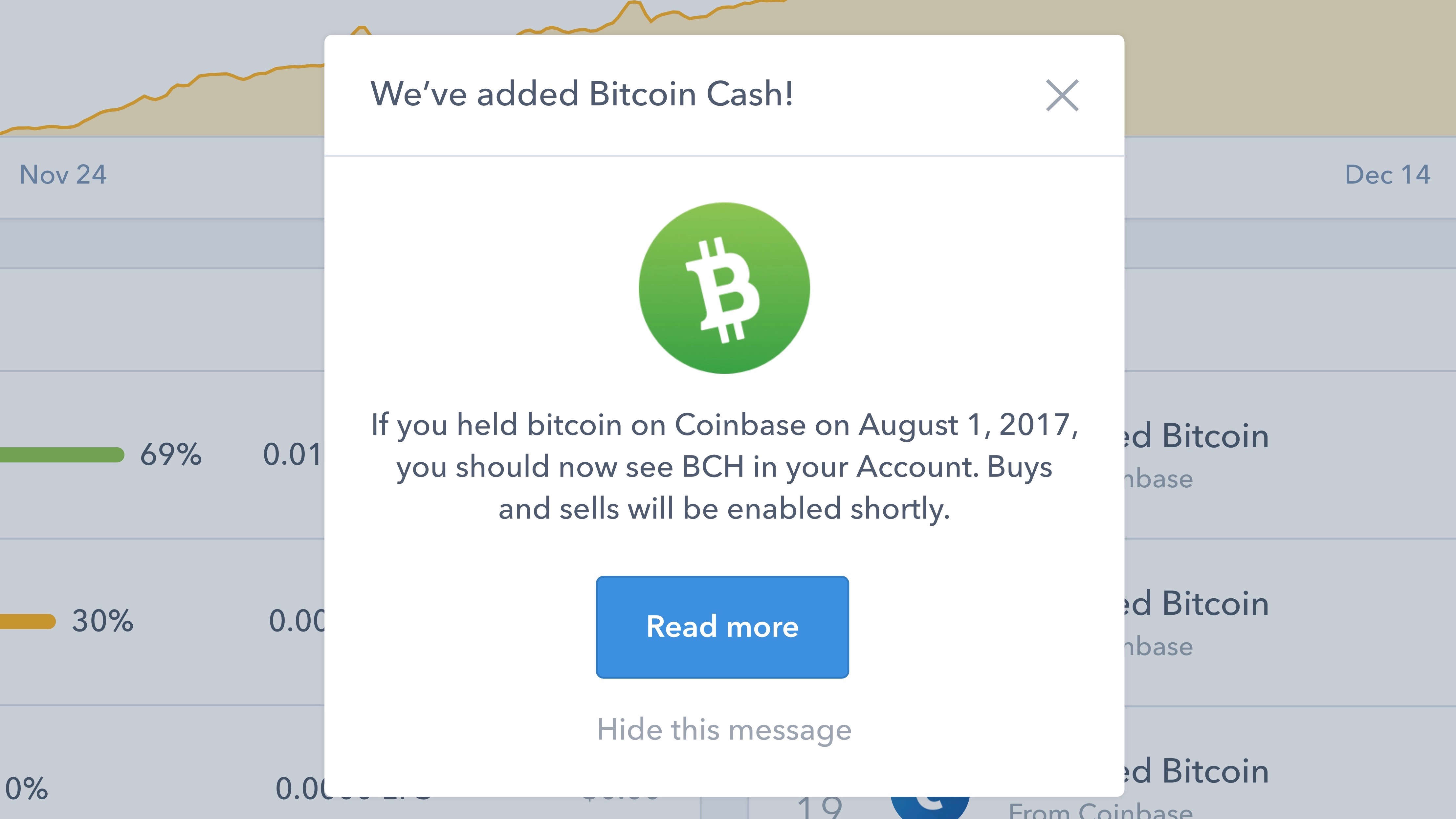 buy bitcoin cash coinbase