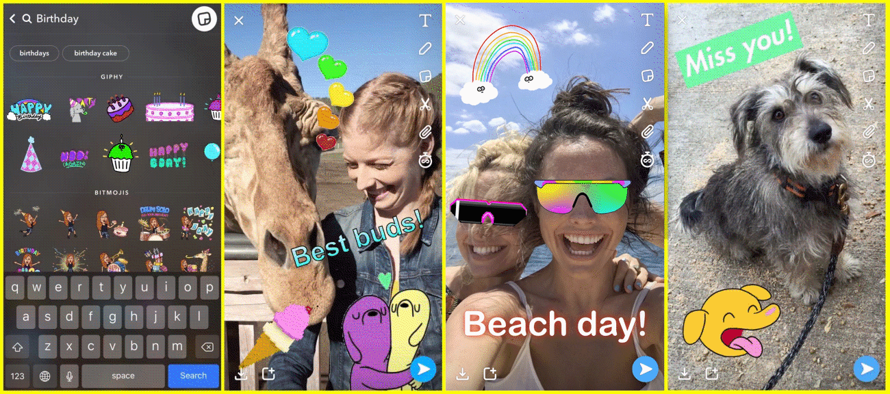 Snapchat update adds animated stickers with GIFs from GIPHY, new Stories  and Discover tabs coming soon - 9to5Mac