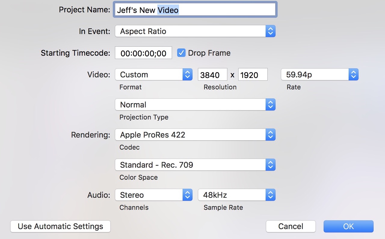 changing mac aspect ratio for a video