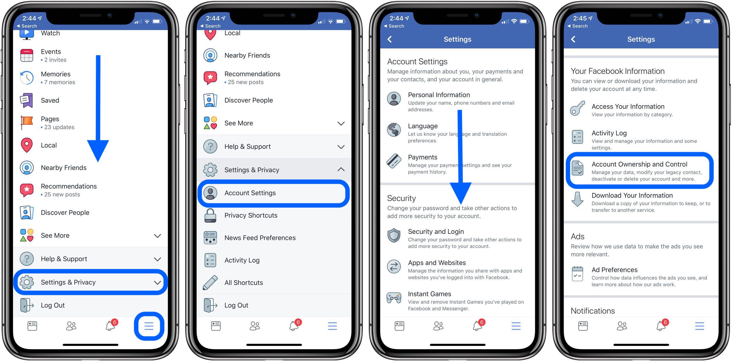 how to deactivate facebook account on app