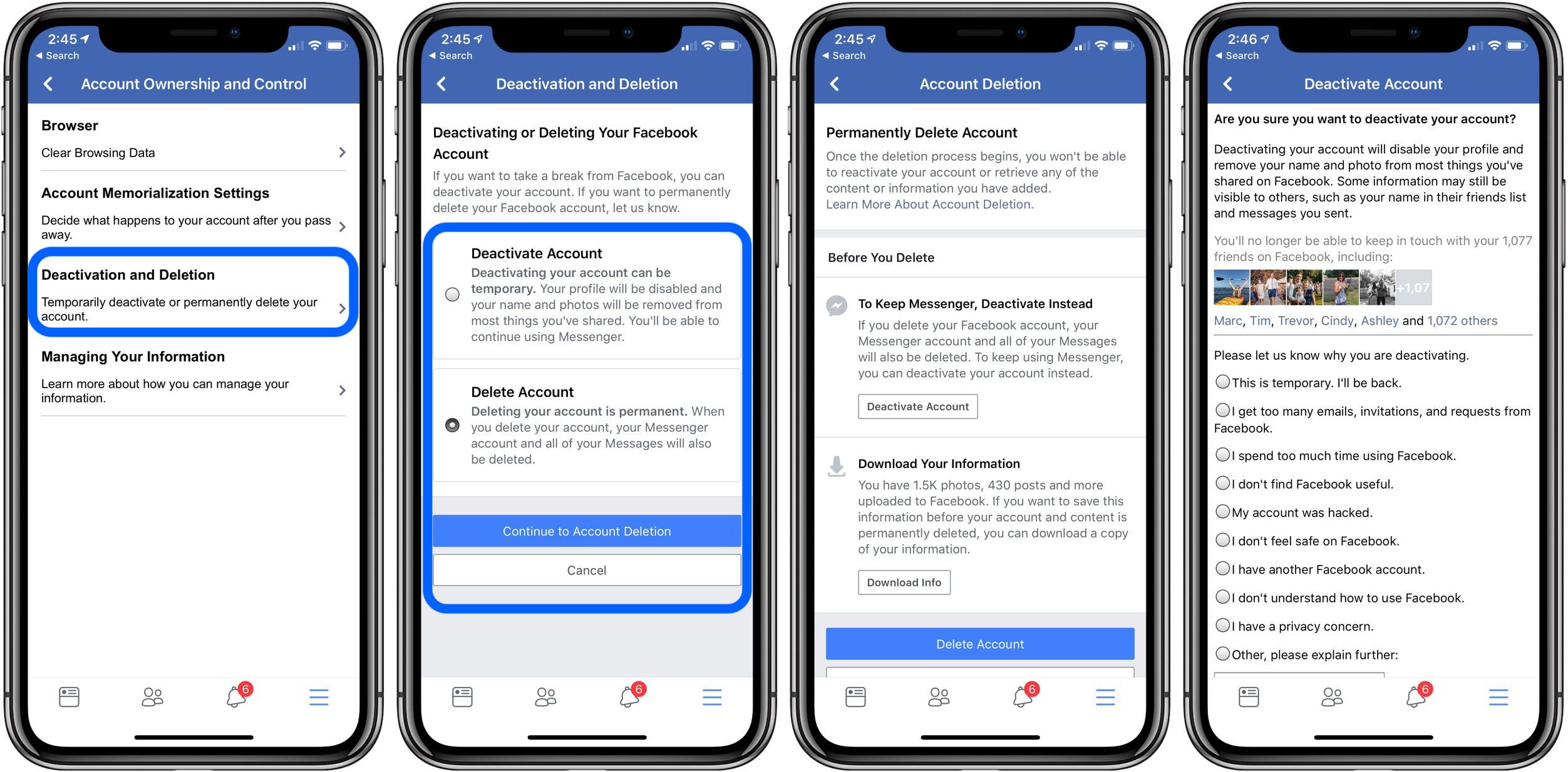 how to deactivate facebook account in mobile