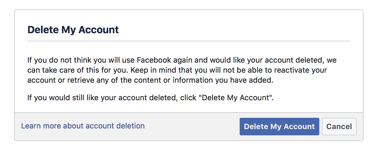 ta bort ditt Facebook-konto