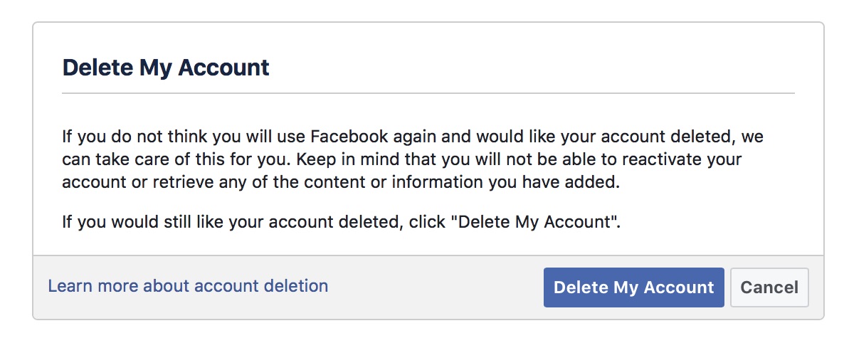 delete your Facebook account