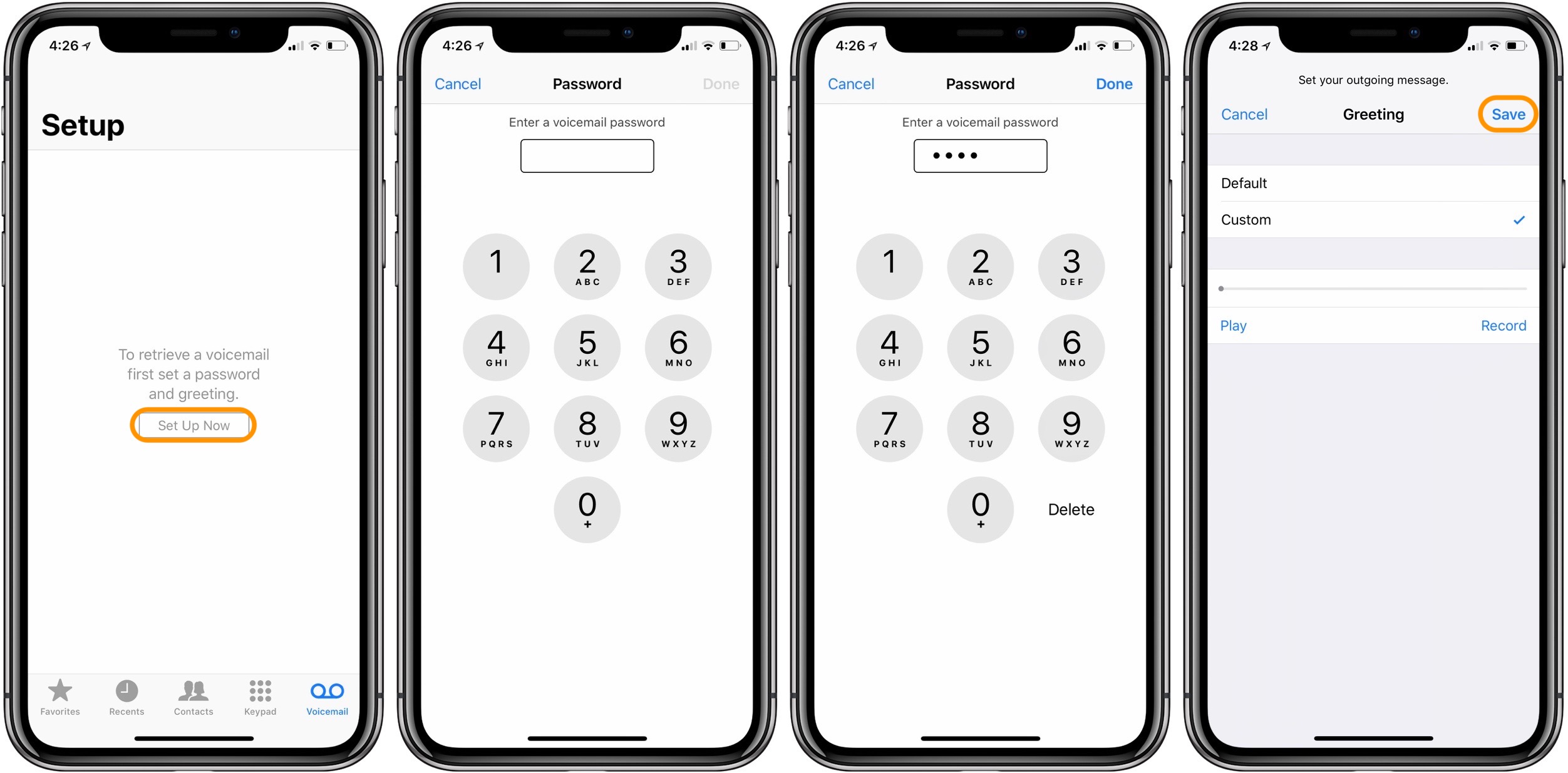 voicemail on iphone asking for password