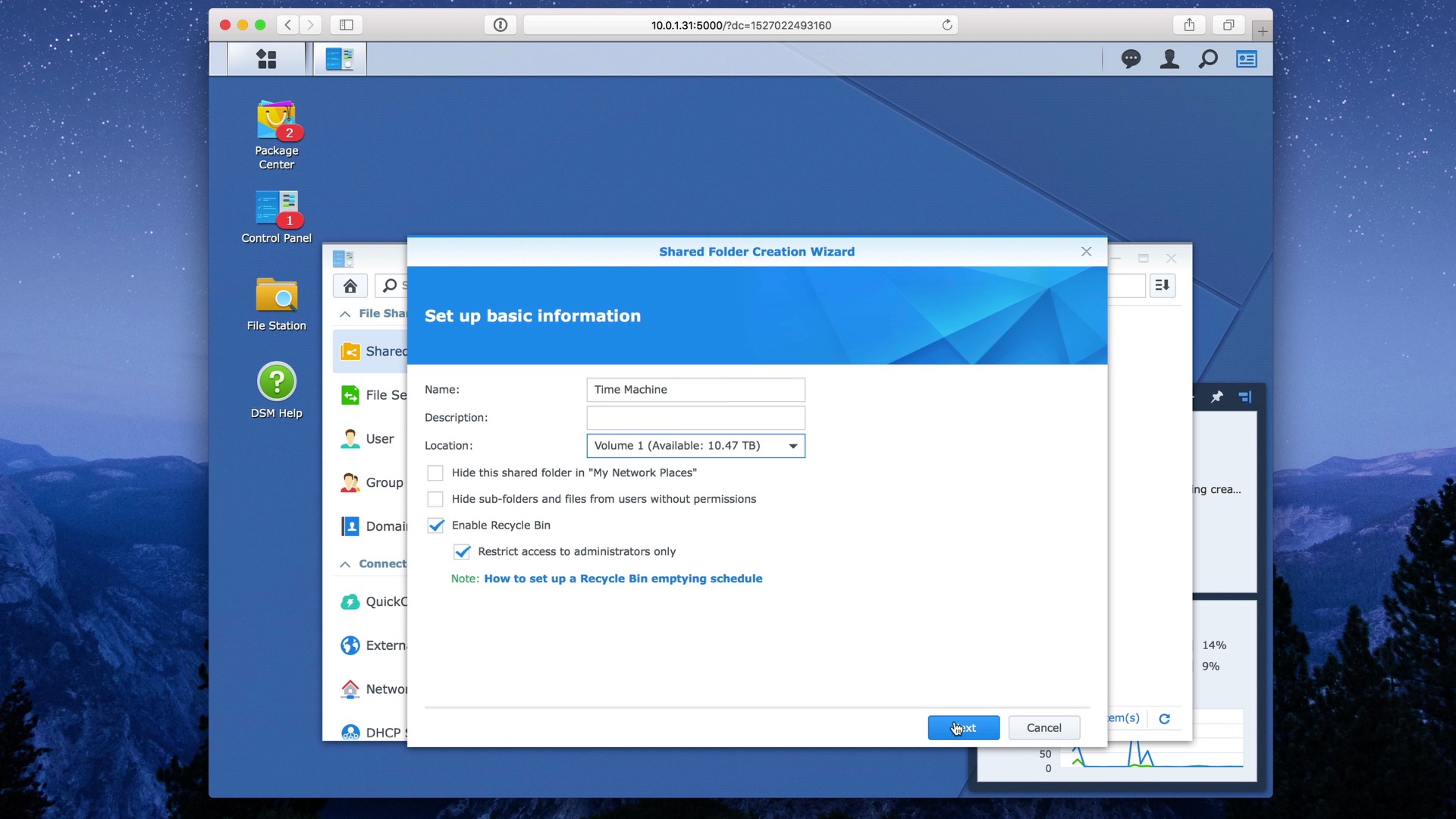 synology create folder for one user over internet on mac