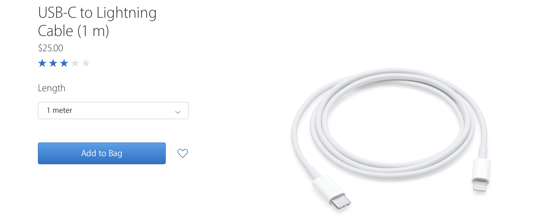 apple usb c lightning 1m