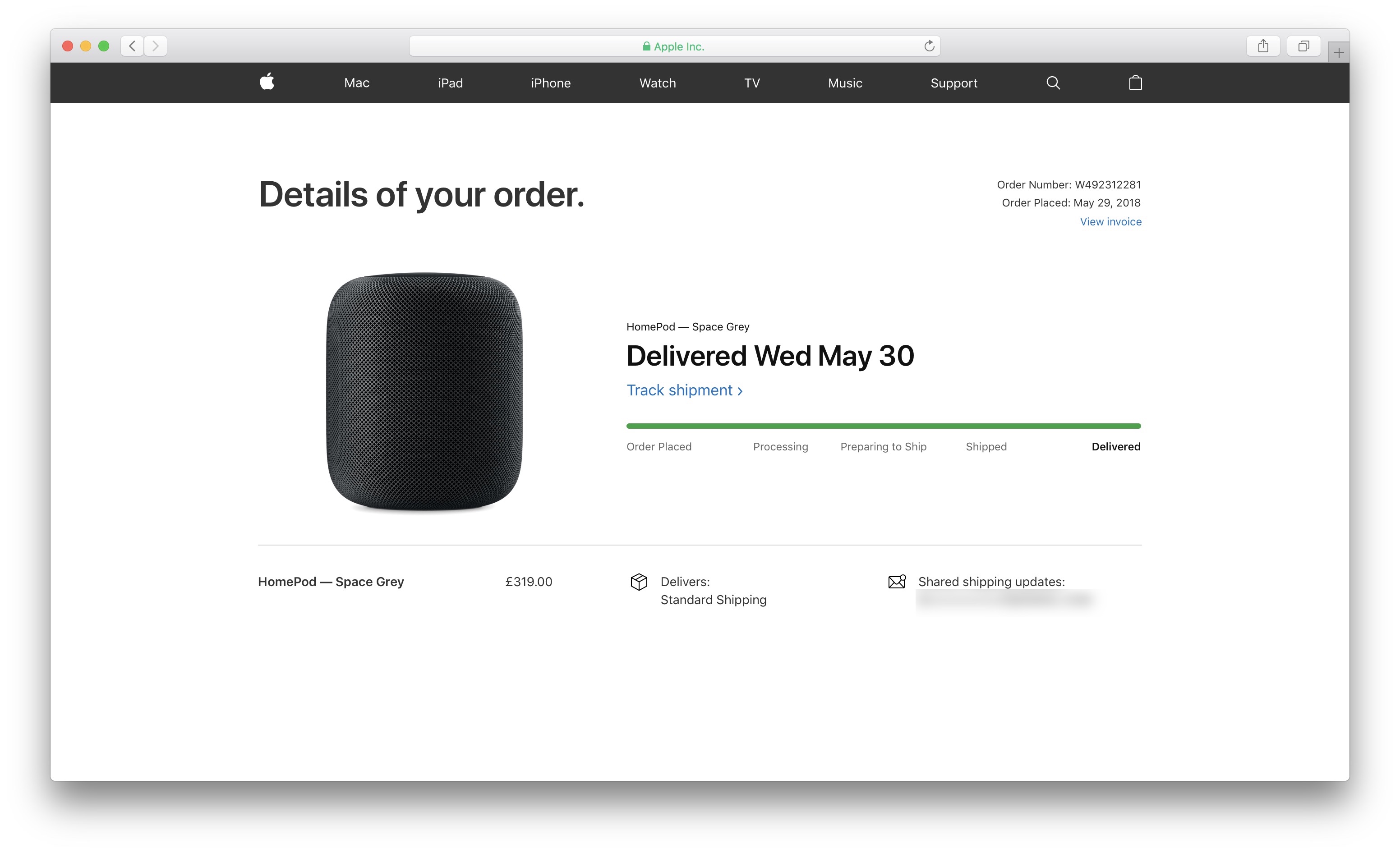 apple order status