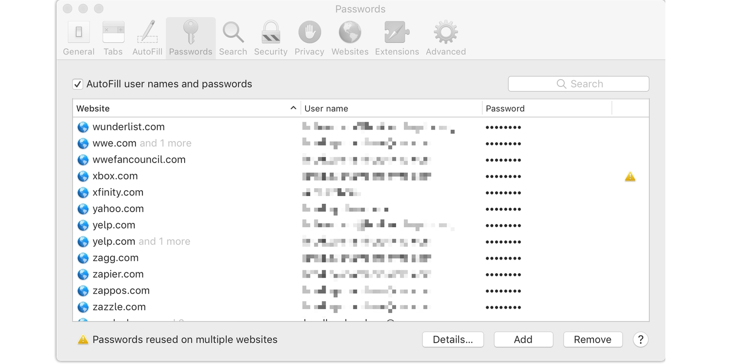 apple safari password manager