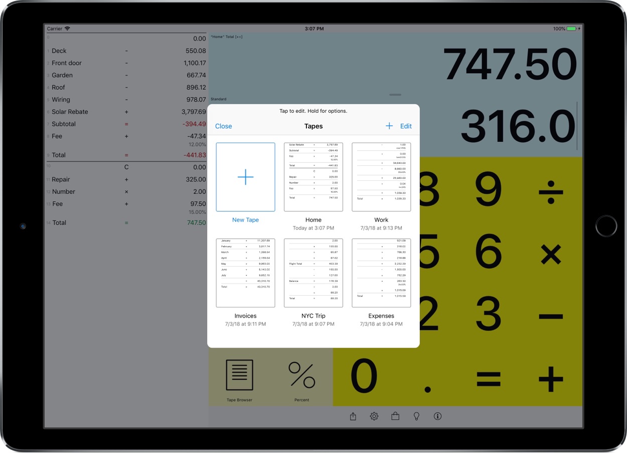 Digits 3 tape calculator for iPhone and iPad brings new design, Split