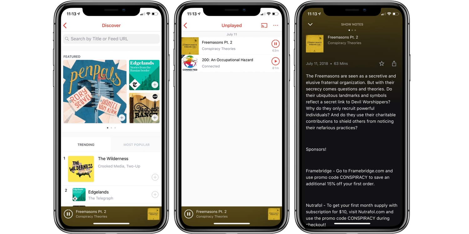 pocket casts app podcast list formatiphone x