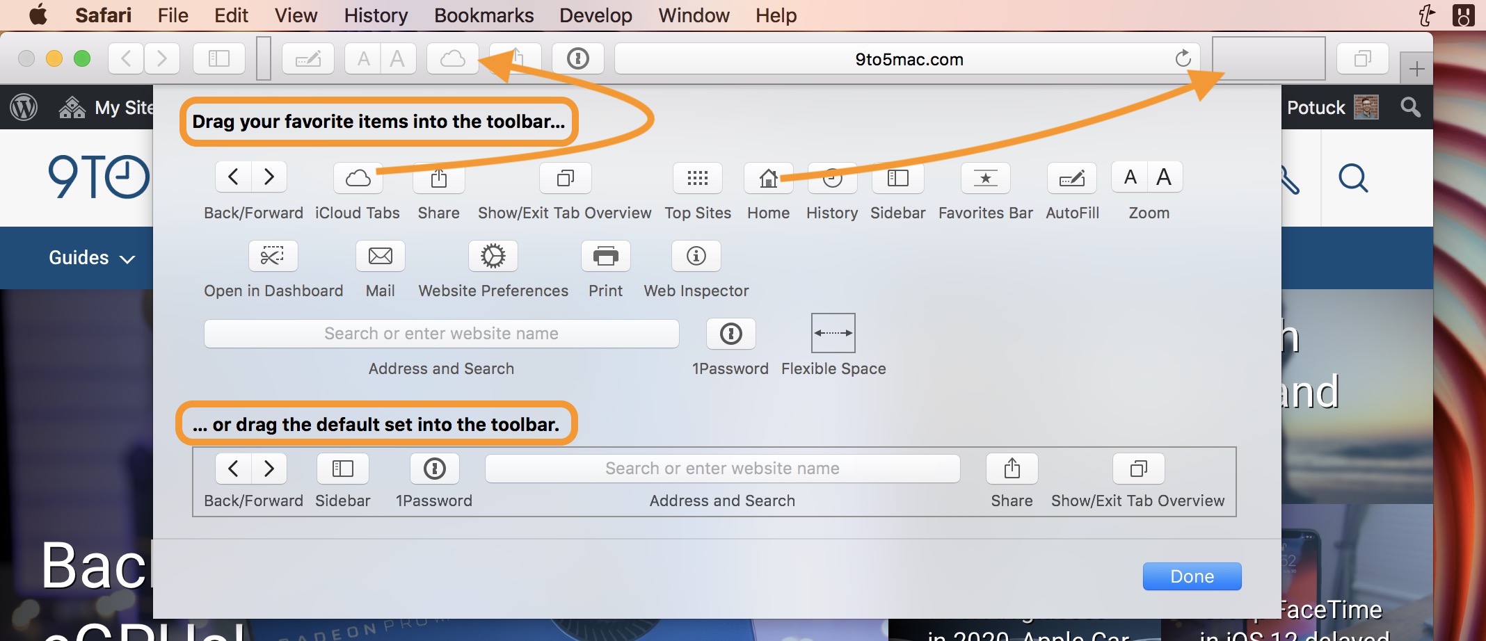 apple safari shift reload toolbar button