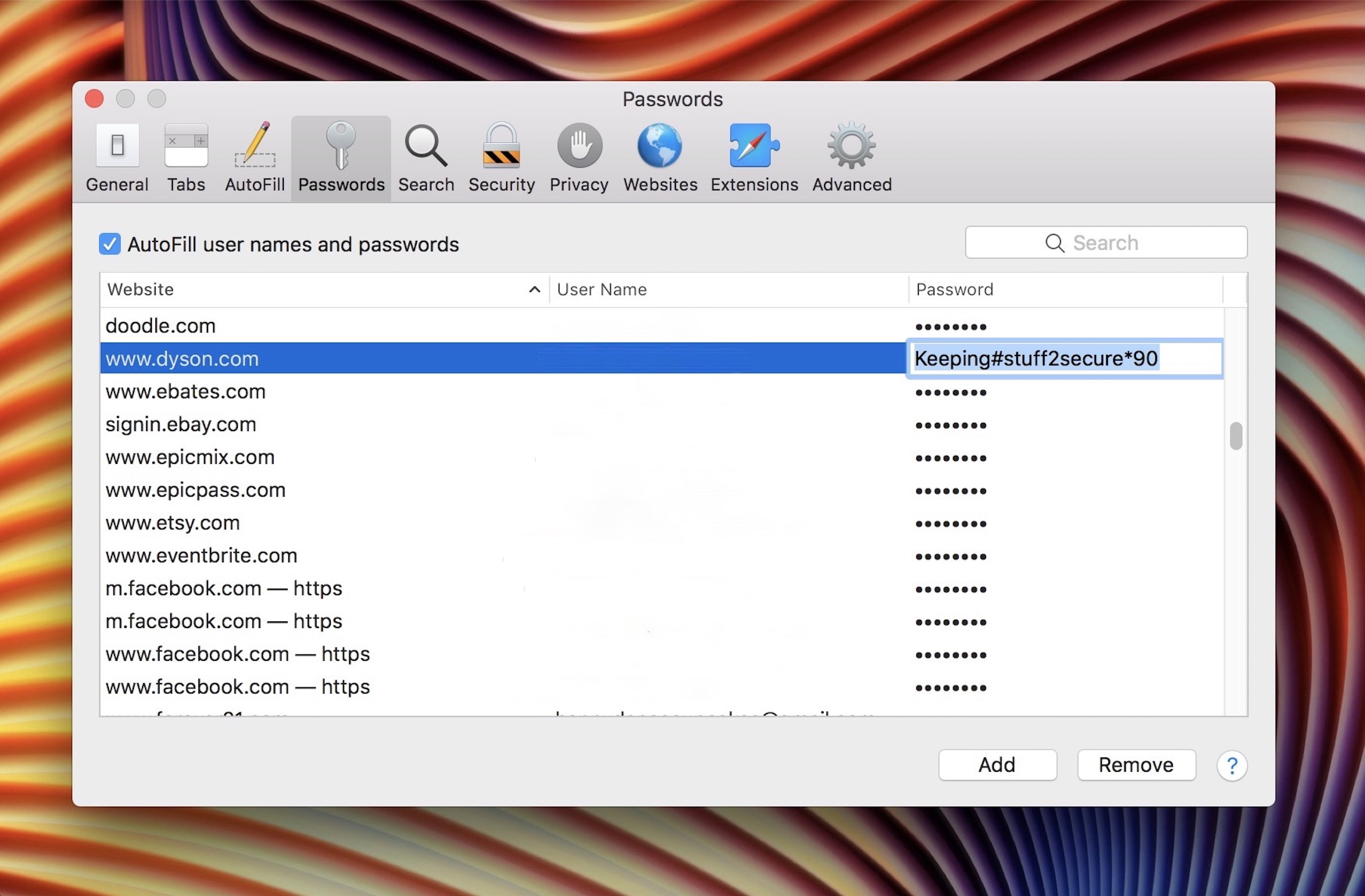 see saved passwords safari mac