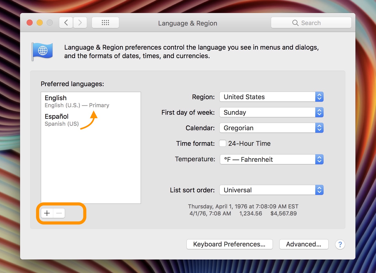 how to change mac language to english