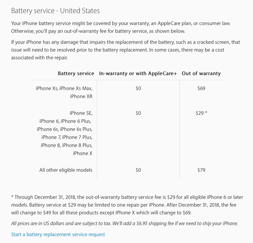 iphone 8 replacement battery cost