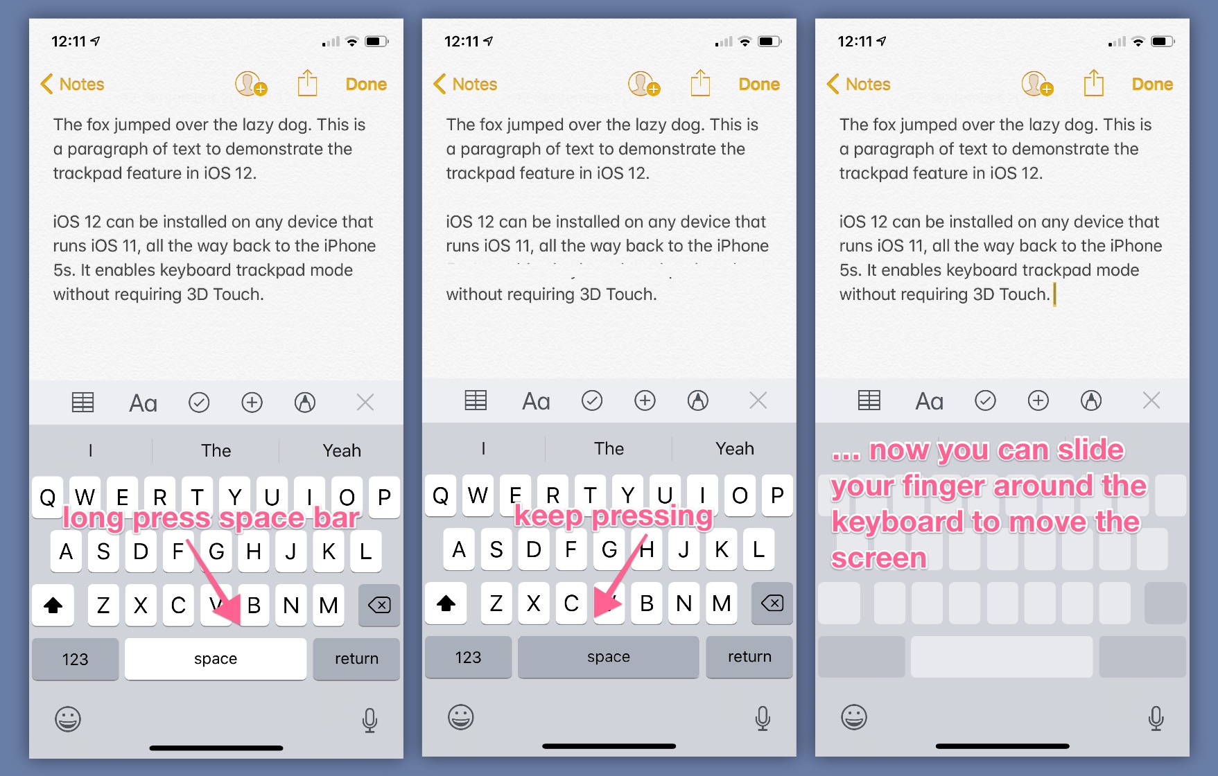 How to use keyboard trackpad mode on every iPhone and iPad with iOS 12 ...