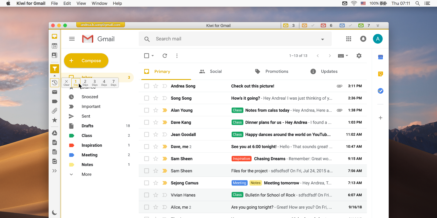 Gmail inbox open