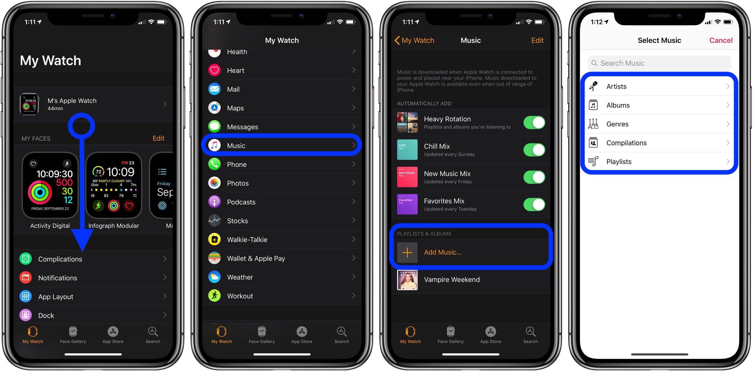 sync music and podcasts to Apple Watch