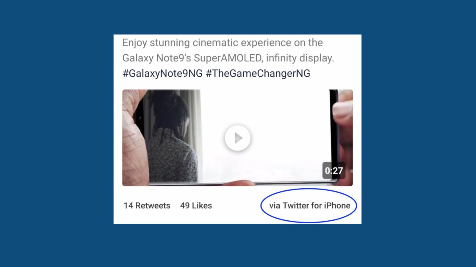 Samsung Tweets Galaxy Note 9 Promo From Twitter For Iphone