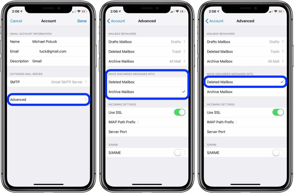 How to set Gmail to delete instead of archive in Mail on iPhone and