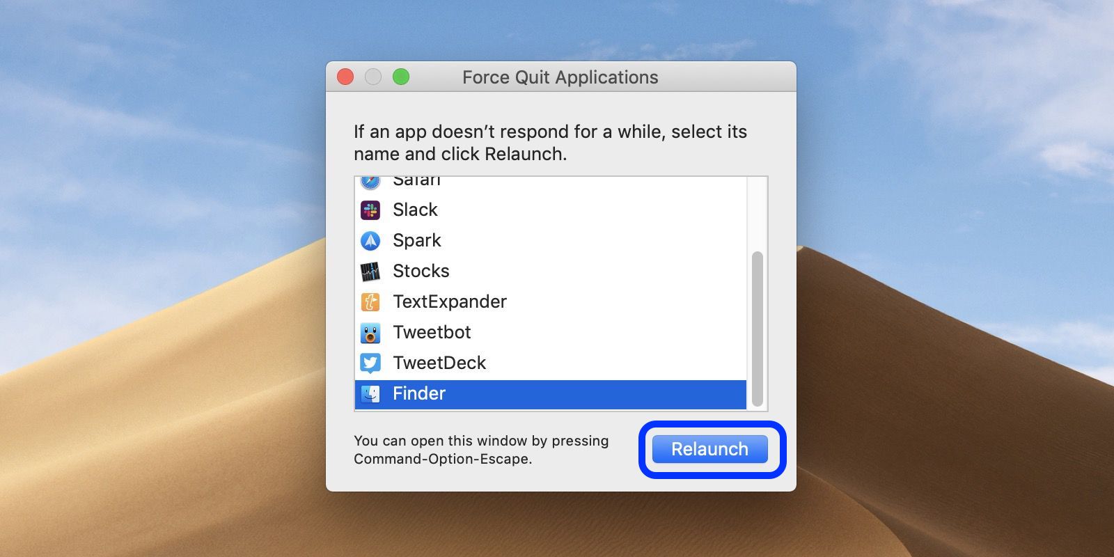 mac restart dictionary