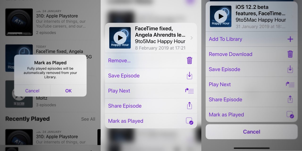 Apple Podcasts app iOS 12.2
