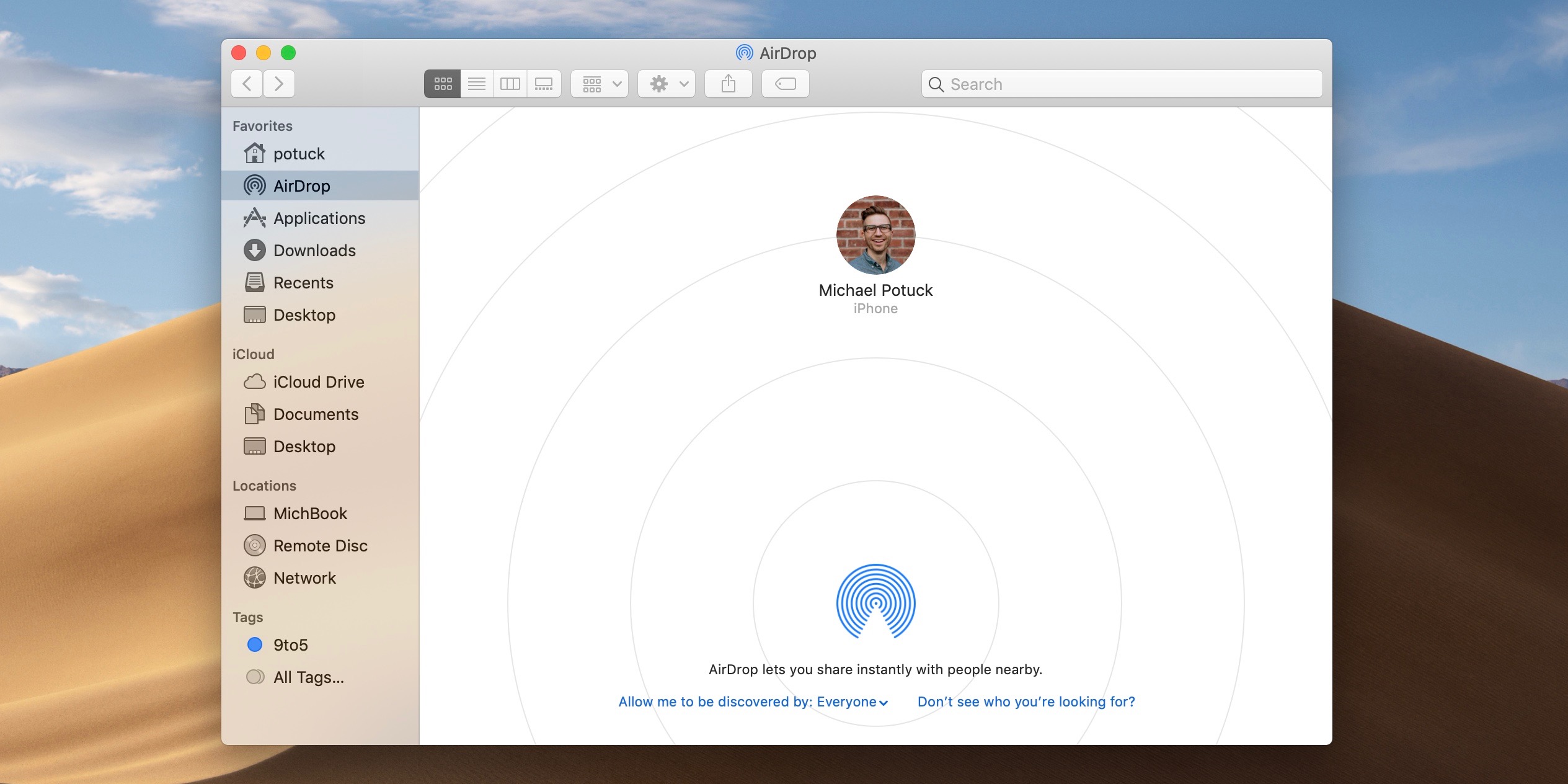 airdrop from iphone to macbook