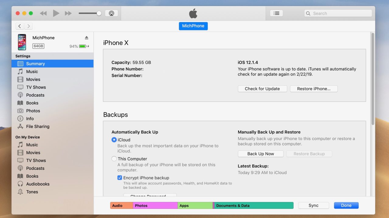 how to backup iPhone with iTunes on Mac