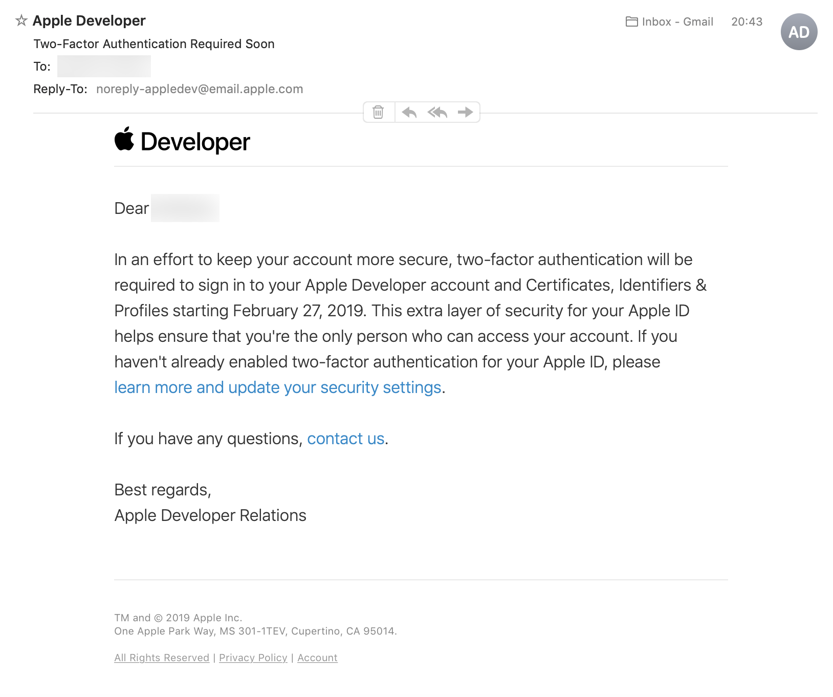 Apple Requiring Developer Accounts To Enable Two Factor To Mac