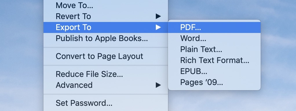 how to turn apple pages into pdf