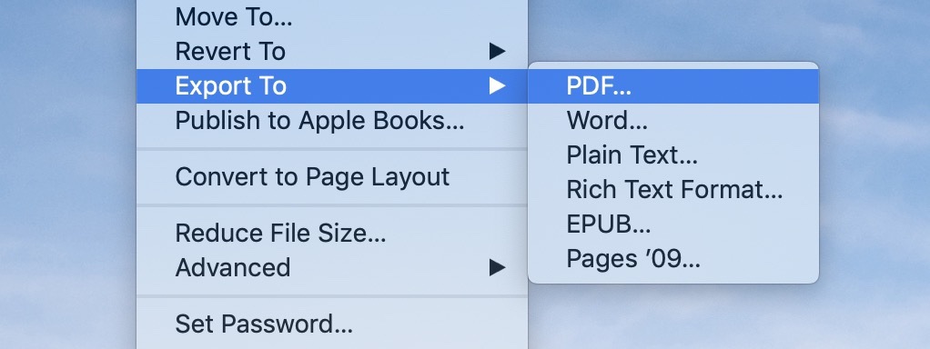 convert pages doc to pdf for mac