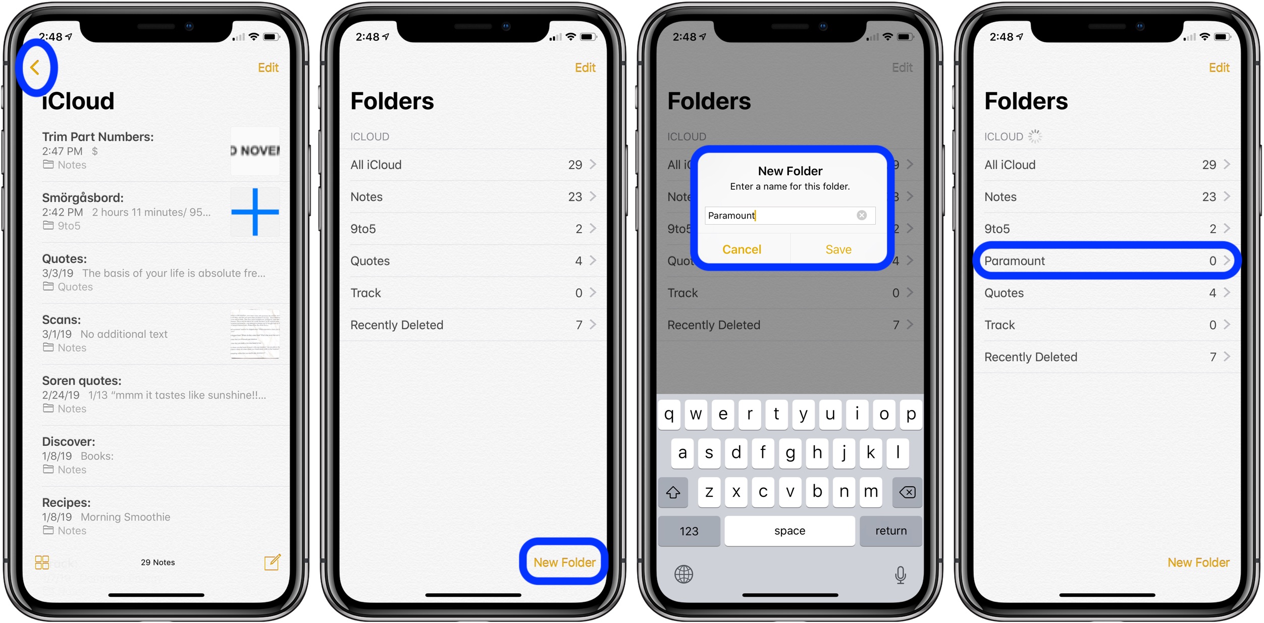 keep my notes app how to findfolders