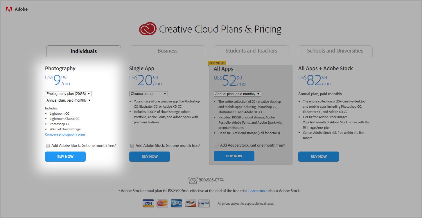 adobe creative cloud cost