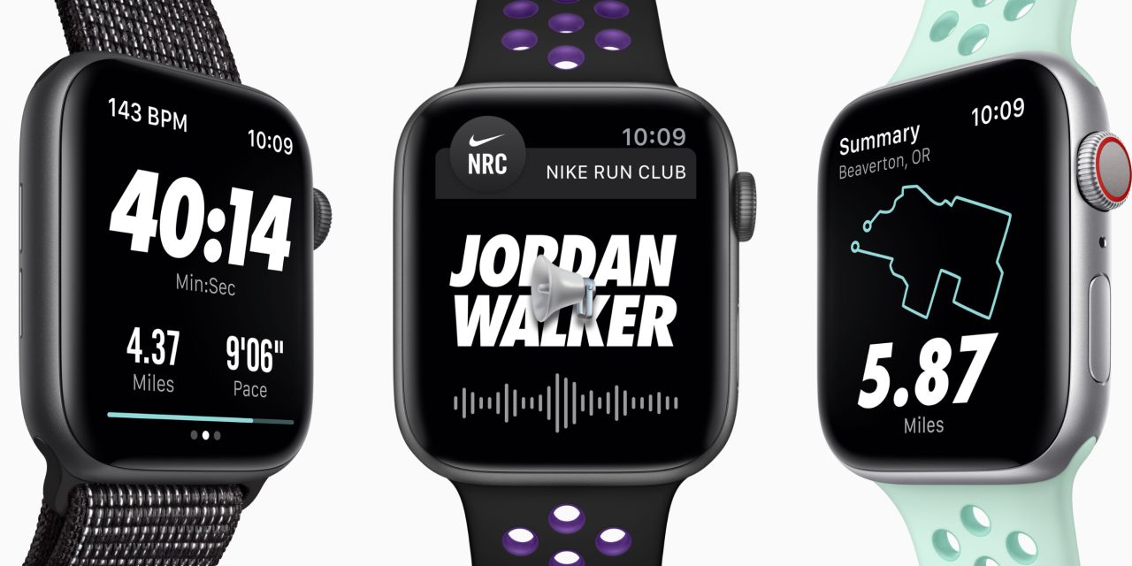 Various Apple Watch Series 4 Nike models