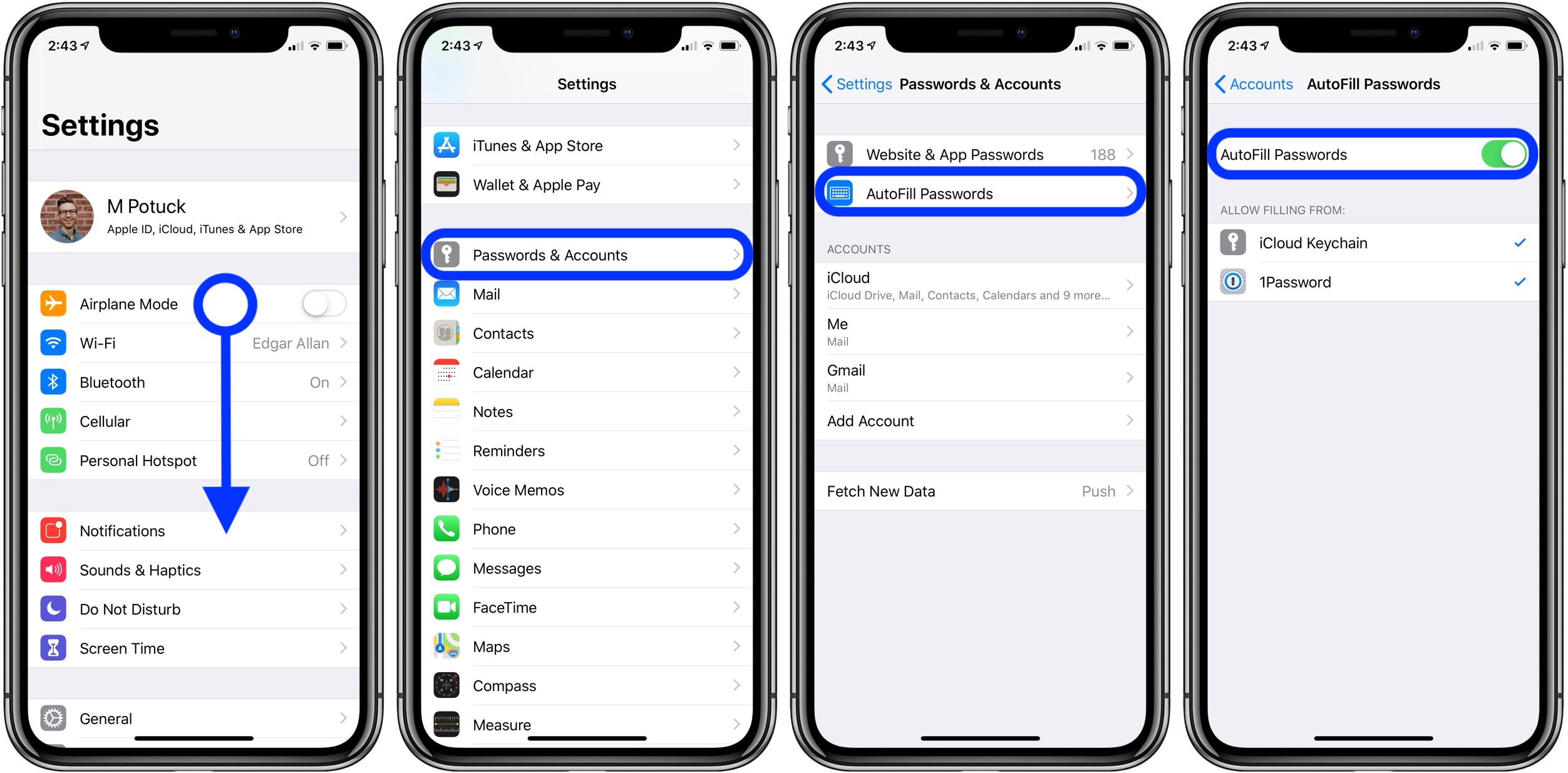 save app passwords on iphone