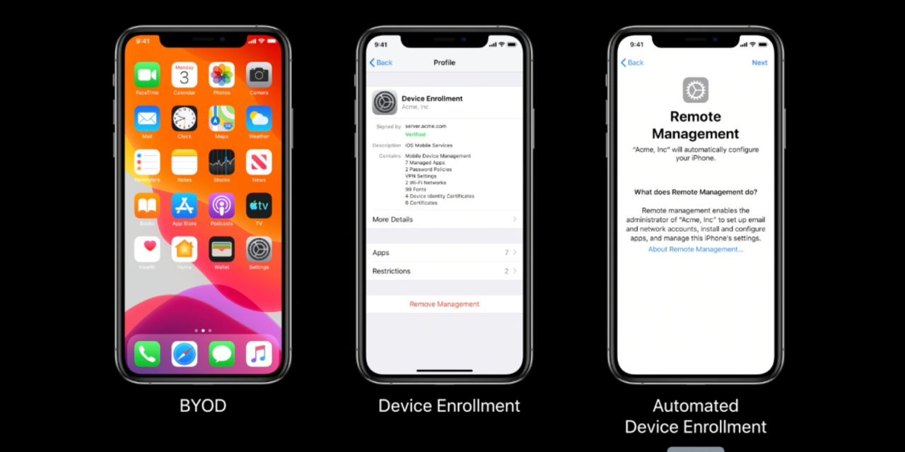 mobile device management in iOS 13