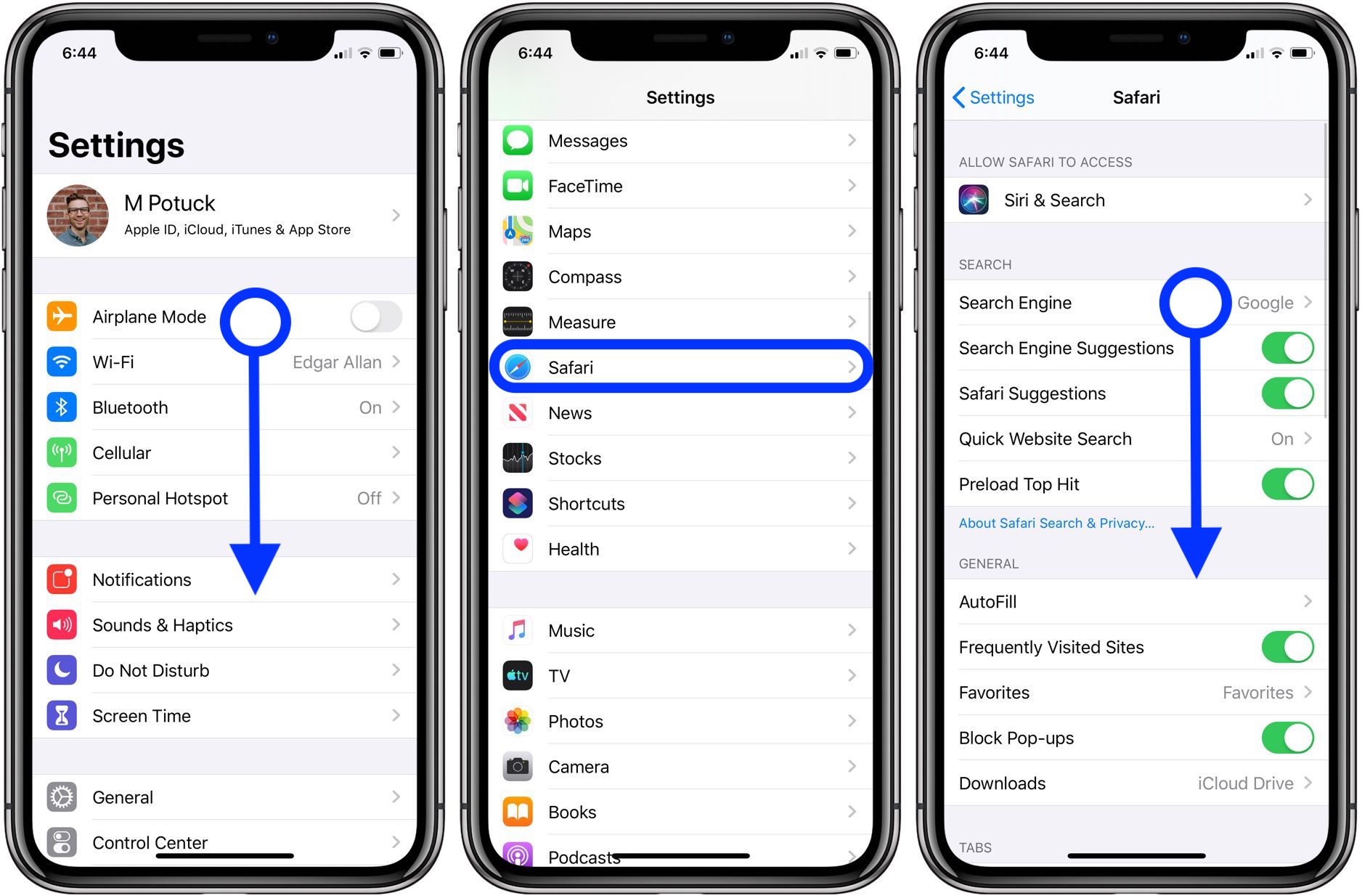 safari settings for iphone