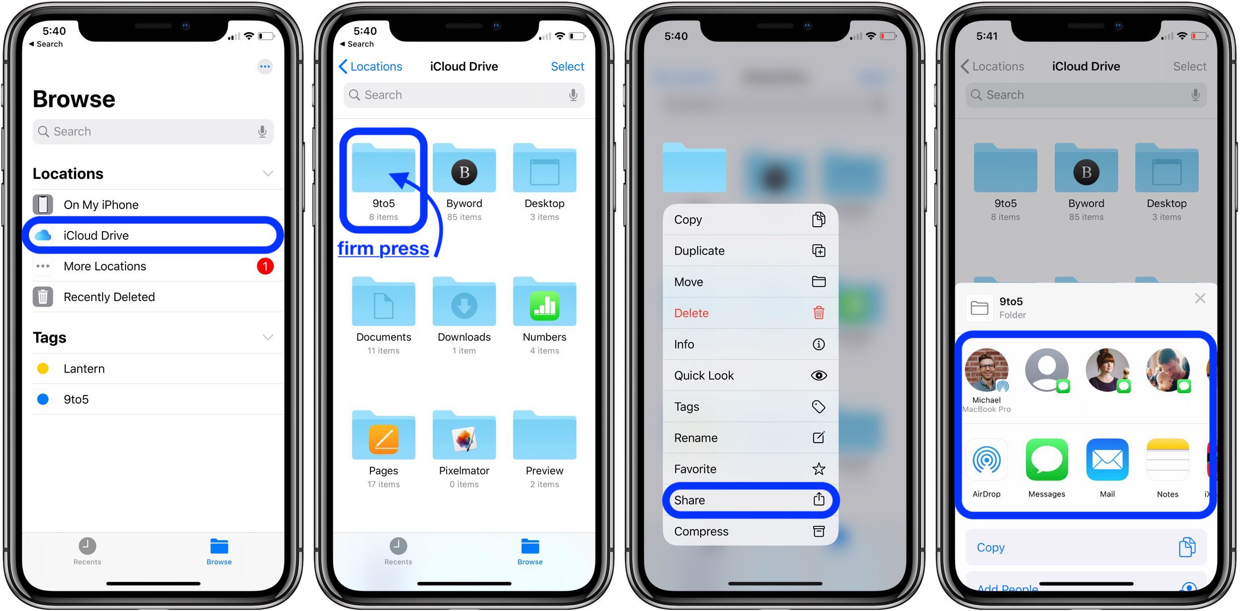 how to share iCloud Drive folders iPhone and iPad