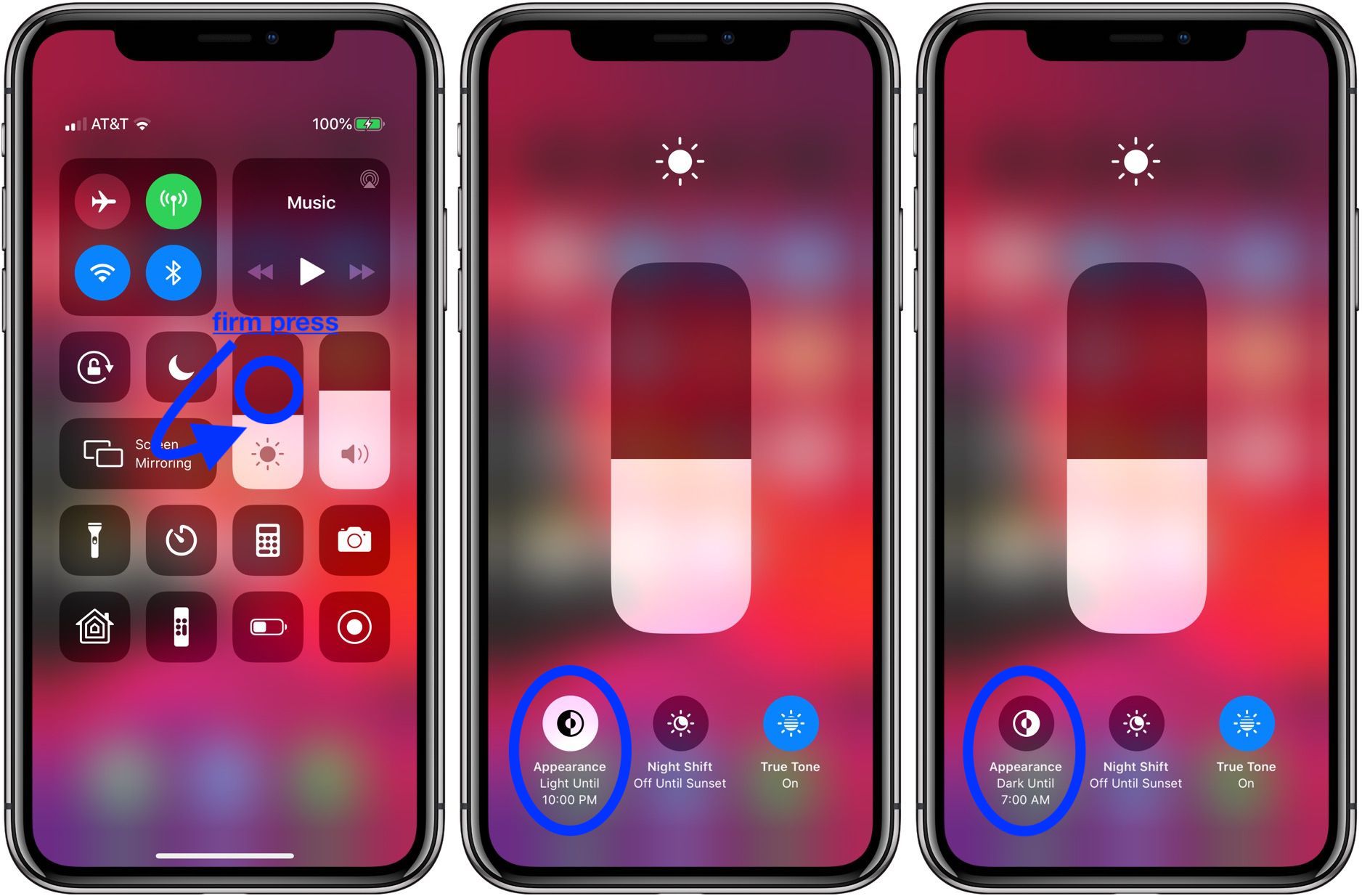 how to use Dark Mode iPhone iOS 13 Control Center