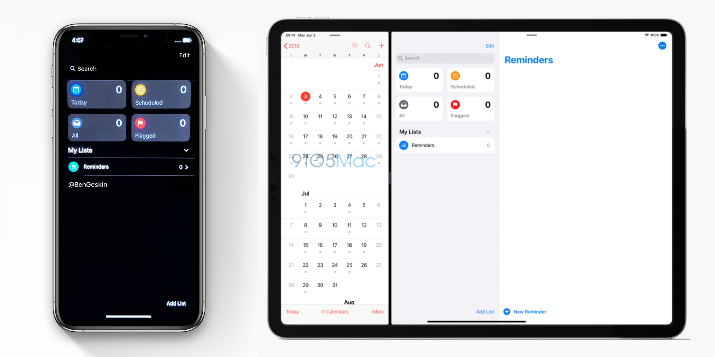 iOS 13 screenshot: Redesigned Reminders app for iPhone pictured in Dark Mode ahead of WWDC unveiling - 9to5Mac