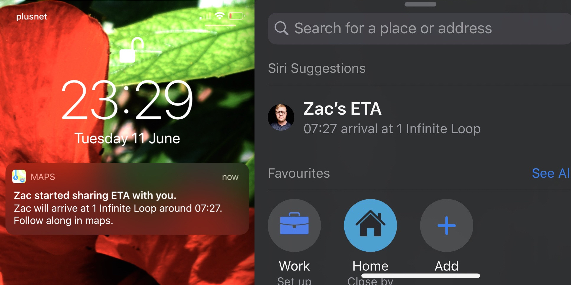 app that updates your eta