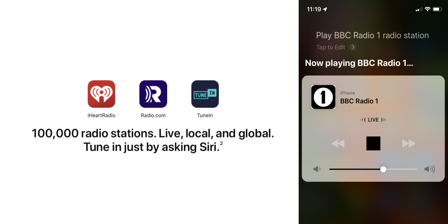 radio stations with Siri on iPhone 